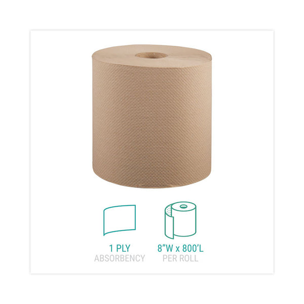 Windsoft® Hardwound Roll Towels, 1-Ply, 8" x 800 ft, Natural, 6 Rolls/Carton (WIN12806)