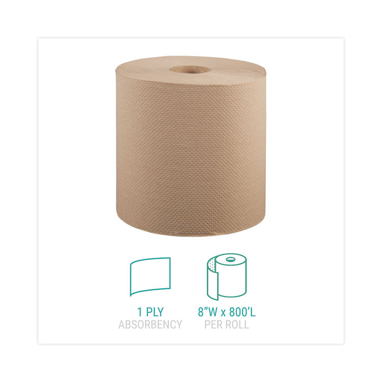 Windsoft® Hardwound Roll Towels, 1-Ply, 8" x 800 ft, Natural, 6 Rolls/Carton (WIN12806) Case of 6