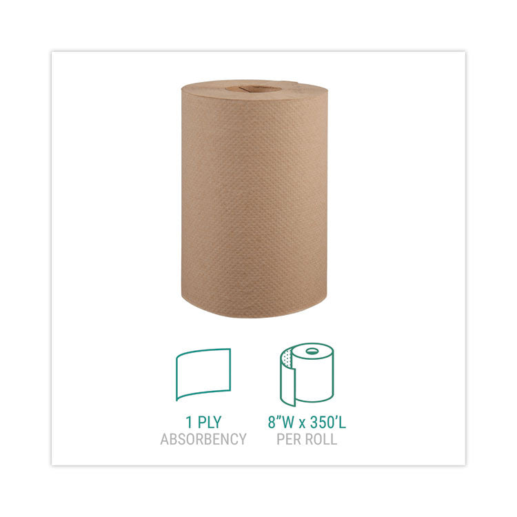 Windsoft® Hardwound Roll Towels, 1-Ply, 8" x 350 ft, Natural, 12 Rolls/Carton (WIN108) Case of 12