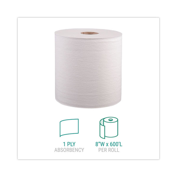 Windsoft® Hardwound Roll Towels, 1-Ply, 8" x 800 ft, White, 6 Rolls/Carton (WIN12906B)