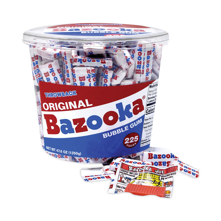 Bazooka® Original Bubble Gum Tub, 47.6 oz Tub, 225 Pieces, Ships in 1-3 Business Days (GRR20900351) Each