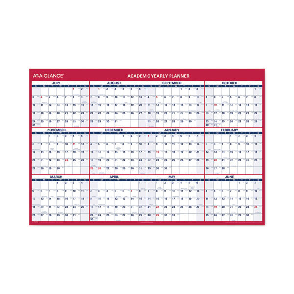 AT-A-GLANCE® Academic Erasable Reversible Extra Large Wall Calendar, 48 x 32, White/Blue/Red, 12 Month (July to June): 2023 to 2024 (AAGPM36AP28)