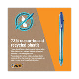 BIC® ReVolution Ocean Bound Ballpoint Pen, Retractable, Medium 1 mm, Blue Ink, Translucent Blue Barrel, Dozen (BICBPRR11BE)