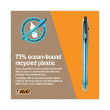 BIC® ReVolution Ocean Bound Ballpoint Pen, Retractable, Medium 1 mm, Black Ink, Translucent Blue Barrel, Dozen (BICBPRR11BK)