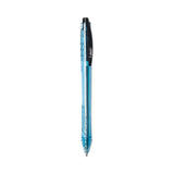 BIC® ReVolution Ocean Bound Ballpoint Pen, Retractable, Medium 1 mm, Black Ink, Translucent Blue Barrel, Dozen (BICBPRR11BK)