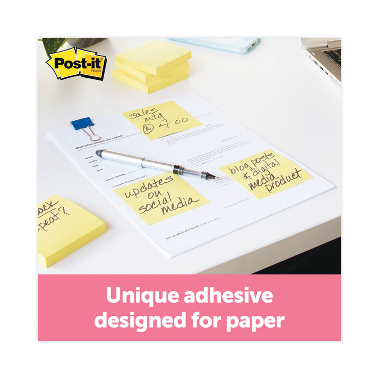 Post-it® Notes Original Pads in Canary Yellow, 3" x 3", 100 Sheets/Pad (MMM654YWEA) Each