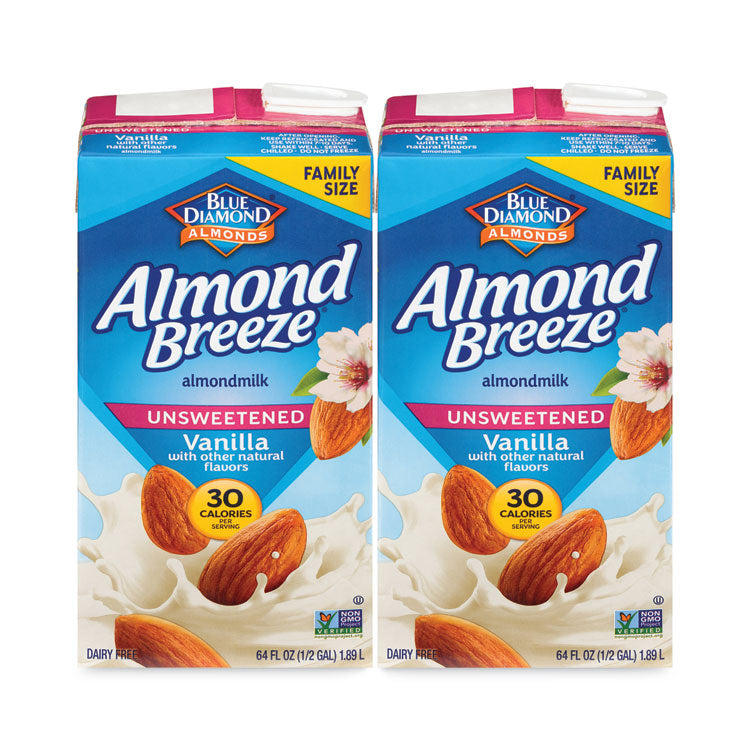 Blue Diamond® Almond Breeze Almond Milk, Unsweetened Vanilla, 64 oz Carton, 2/Pack, Ships in 1-3 Business Days (GRR30700081) Each