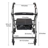 McKesson 4 Wheel Rollator Silver Adjustable Height / Folding Aluminum Frame (1065267_EA) 1/EA