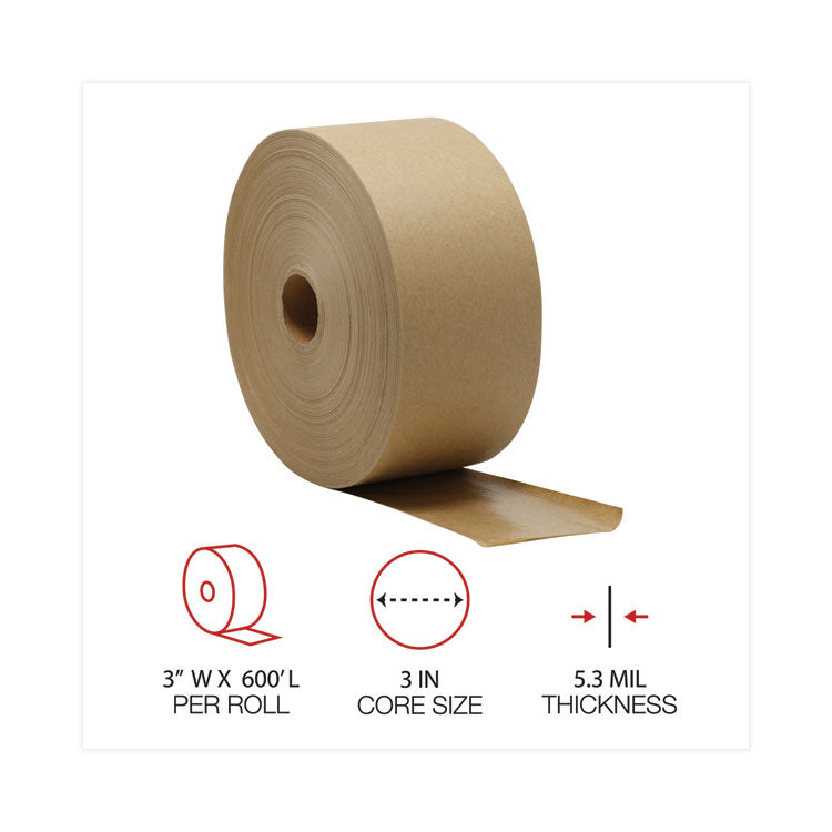 General Supply Gummed Kraft Sealing Tape, 3" Core, 3" x 600 ft, Brown, 10/Carton (UNV2800) Case of 10