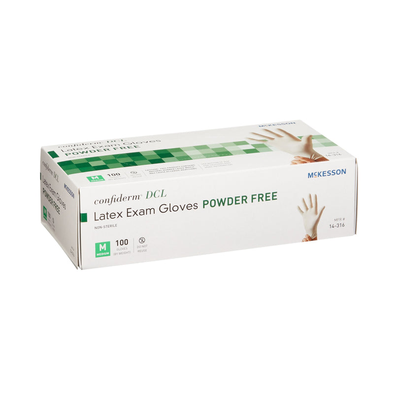 McKesson Confiderm® Exam Glove Medium NonSterile Latex Standard Cuff Length Smooth Ivory Not Rated (354436_BX) 100/BX