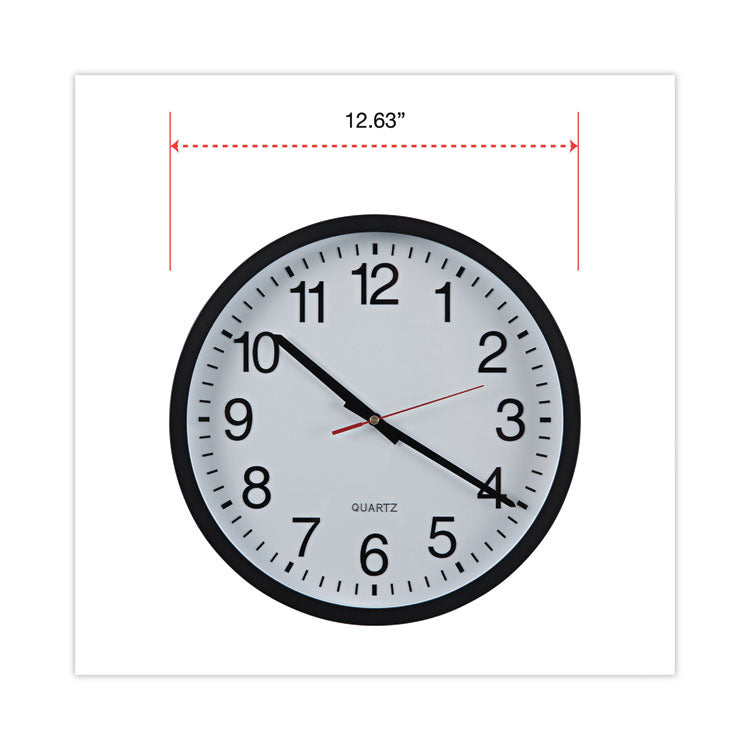 Universal® Classic Round Wall Clock, 12.63" Overall Diameter, Black Case, 1 AA (sold separately) (UNV10431) Each