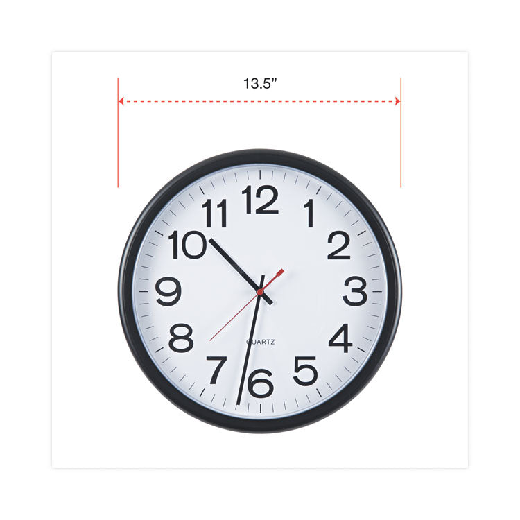 Universal® Indoor/Outdoor Round Wall Clock, 13.5" Overall Diameter, Black Case, 1 AA (sold separately) (UNV11381) Each