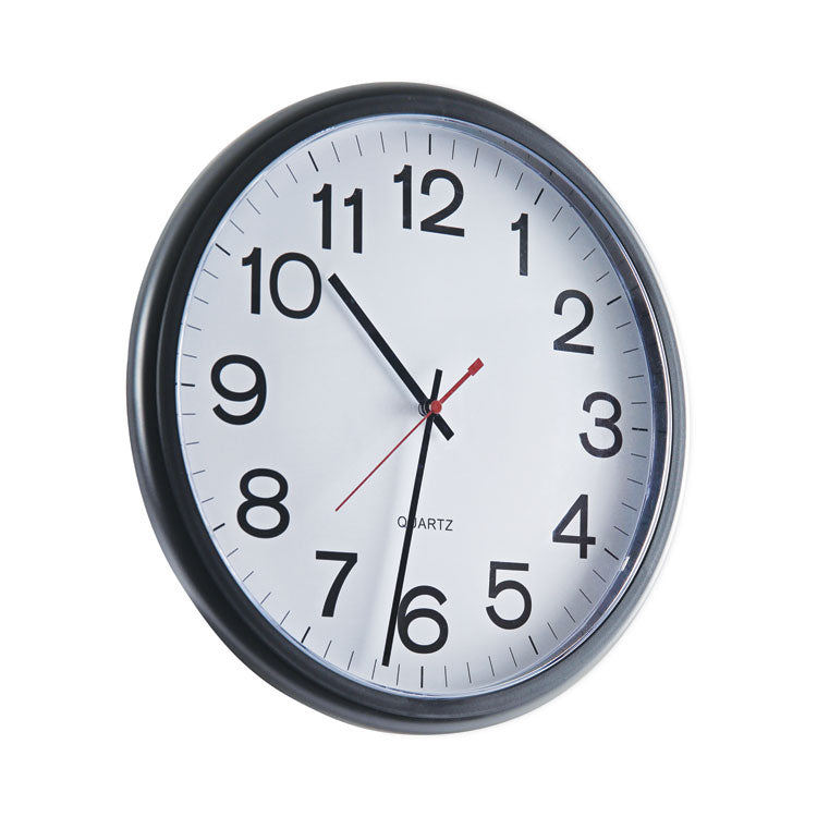 Universal® Indoor/Outdoor Round Wall Clock, 13.5" Overall Diameter, Black Case, 1 AA (sold separately) (UNV11381) Each