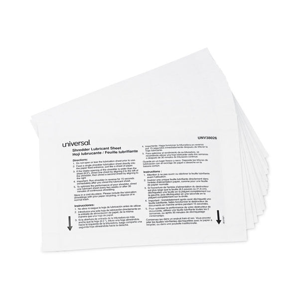 Universal® Shredder Lubricant Sheets, 5.5 x 2.8, 24 Sheets/Pack (UNV38026)