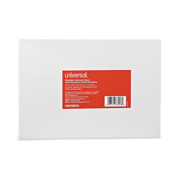 Universal® Shredder Lubricant Sheets, 5.5 x 2.8, 24 Sheets/Pack (UNV38026) Pack of 24