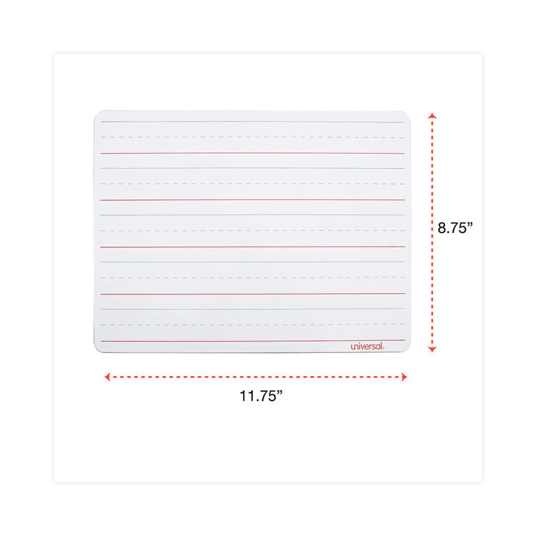 Universal® Lap/Learning Dry-Erase Board, Penmanship Ruled, 11.75 x 8.75, White Surface, 6/Pack (UNV43911) Pack of 6