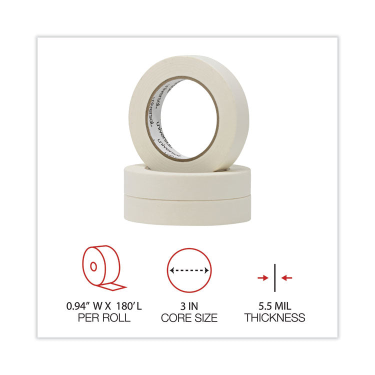 Universal® General-Purpose Masking Tape, 3" Core, 24 mm x 54.8 m, Beige, 36/Carton (UNV51301CT) Case of 36