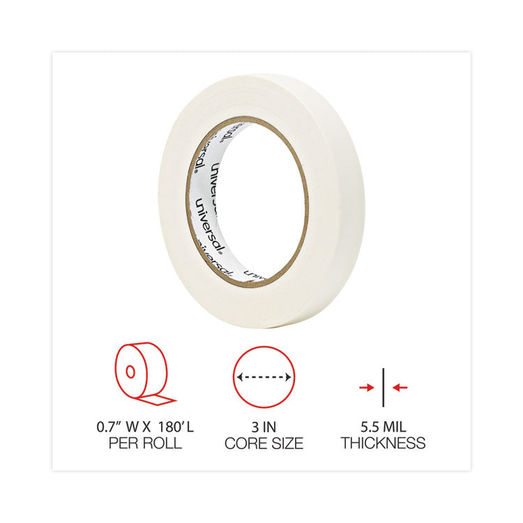 Universal® Removable General-Purpose Masking Tape, 3" Core, 18 mm x 54.8 m, Beige, 6/Pack (UNV51334) 6 Rolls