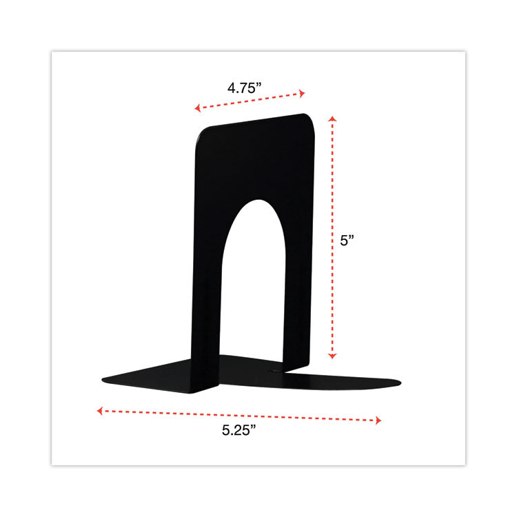 Universal® Economy Bookends, Standard, 4.75 x 5.25 x 5, Heavy Gauge Steel, Black, 1 Pair (UNV54051) 1 Pair