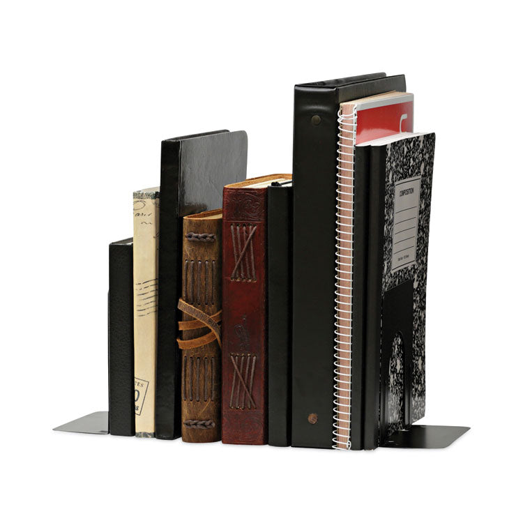 Universal® Economy Bookends, Standard, 4.75 x 5.25 x 5, Heavy Gauge Steel, Black, 1 Pair (UNV54051) 1 Pair