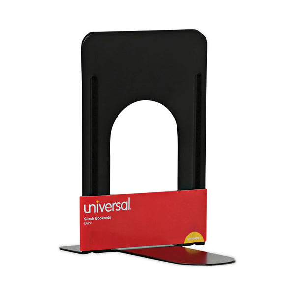 Universal® Economy Bookends, Standard, 5.88 x 8.25 x 9, Heavy Gauge Steel, Black, 1 Pair (UNV54091)