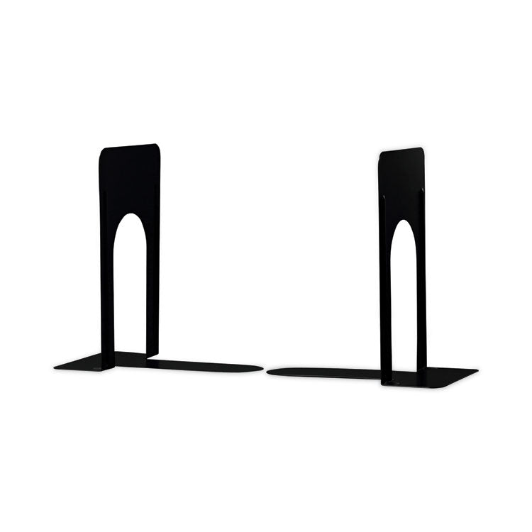 Universal® Economy Bookends, Nonskid, 5.88 x 8.25 x 9, Heavy Gauge Steel, Black, 1 Pair (UNV54095)