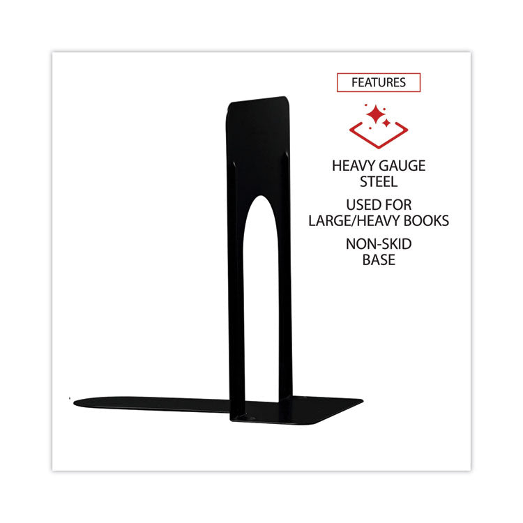 Universal® Economy Bookends, Nonskid, 5.88 x 8.25 x 9, Heavy Gauge Steel, Black, 1 Pair (UNV54095)