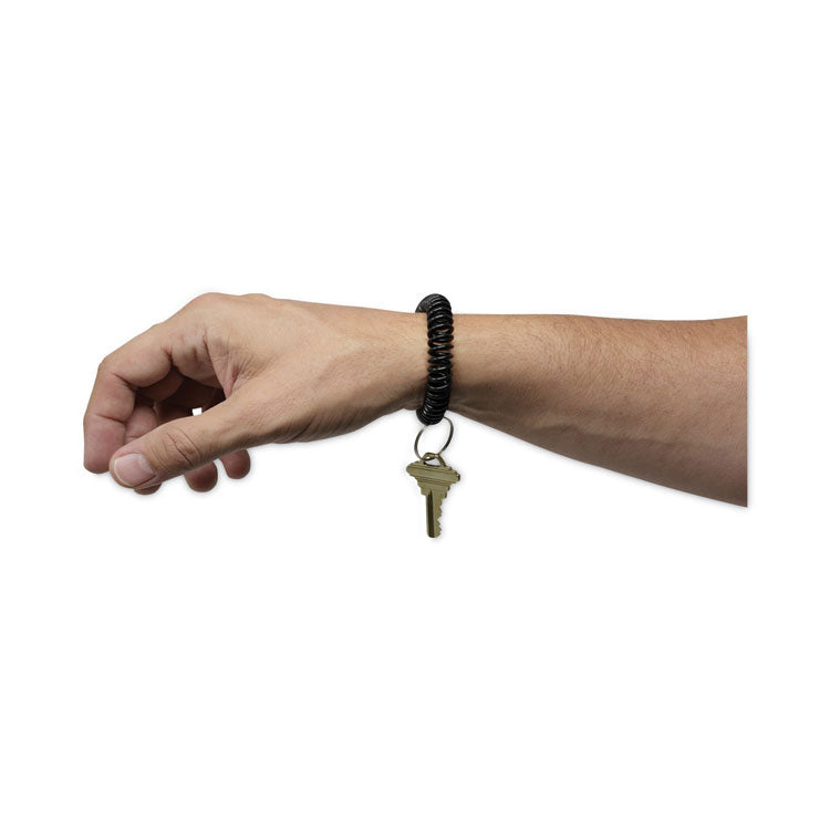 Universal® Wrist Coil Plus Key Ring, Plastic, Black, 6/Pack (UNV56050)