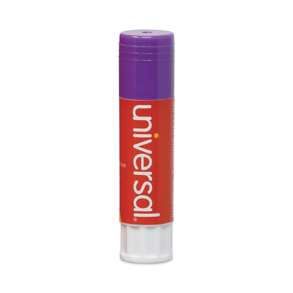 Universal® Glue Stick, 1.3 oz, Applies Purple, Dries Clear, 12/Pack (UNV74752)