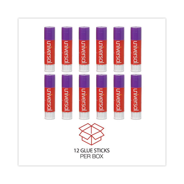 Universal® Glue Stick, 1.3 oz, Applies Purple, Dries Clear, 12/Pack (UNV74752) Box of 12