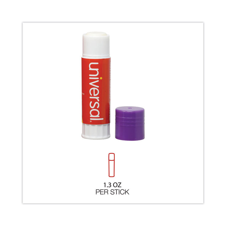 Universal® Glue Stick, 1.3 oz, Applies Purple, Dries Clear, 12/Pack (UNV74752) Box of 12