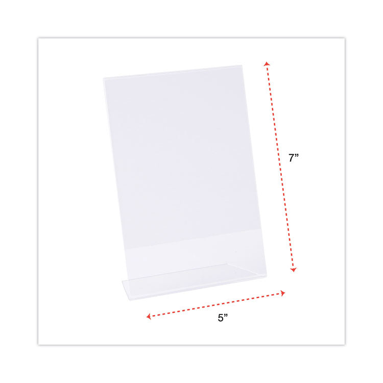 Universal® Clear L-Style Freestanding Frame, 5 x 7 Insert, 3/Pack (UNV76850) Pack of 3