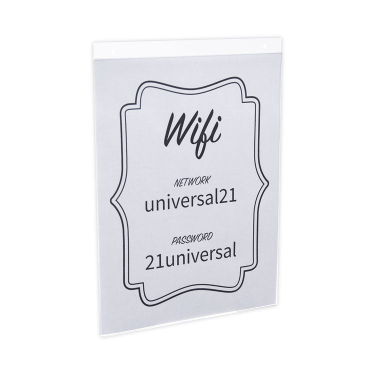 Universal® Wall Mount Sign Holder, 8.5 x 11, Vertical, Clear (UNV76882) Pack of 2