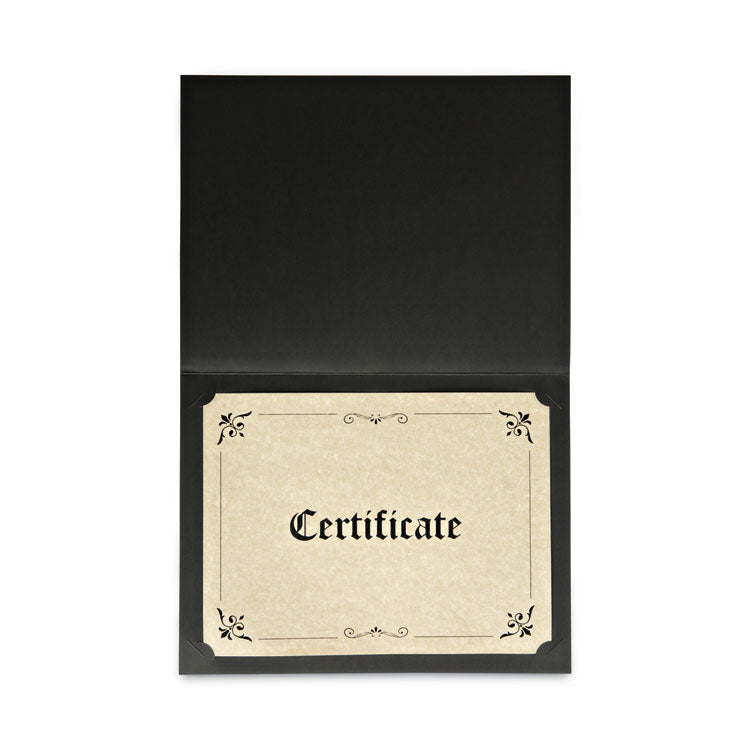 Universal® Certificate/Document Cover, 8.5 x 11; 8 x 10; A4, Black, 6/Pack (UNV76895) Pack of 6