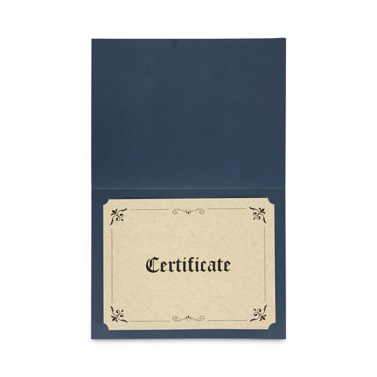 Universal® Certificate/Document Cover, 8.5 x 11; 8 x 10; A4, Navy, 6/Pack (UNV76897) Pack of 6