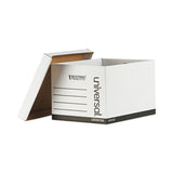 Universal® Medium-Duty Lift-Off Lid Boxes, Letter/Legal Files, 12" x 15" x 10", White, 12/Carton (UNV85700)