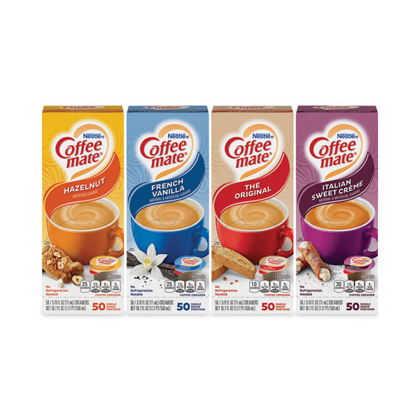 Coffee mate® Liquid Coffee Creamer, French Vanilla/Hazelnut/Italian Sweet Creme/Original, 0.37 oz, 200/CT, Ships in 1-3 Business Days (GRR28300012)