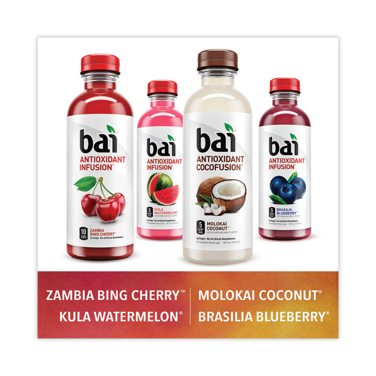 Bai Antioxidant Infused Beverage, Variety Pack, 18 oz Bottle, 15/Carton, Ships in 1-3 Business Days (GRR22000656)