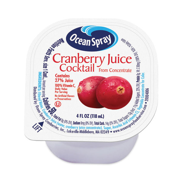 Ocean Spray® Cranberry Juice Drink, Cranberry, 4 oz Cup, 18/Carton, Ships in 1-3 Business Days (GRR30700003)
