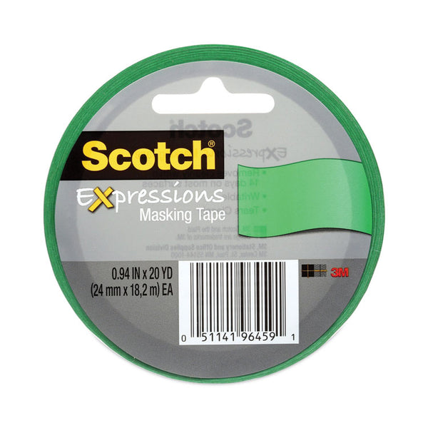 Scotch® Expressions Masking Tape, 3" Core, 0.94" x 20 yds, Primary Green (MMM3437PGR)