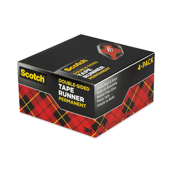 Scotch® Tape Runner, 0.31" x 49 ft, Dries Clear, 4/Pack (MMM6055BNS)