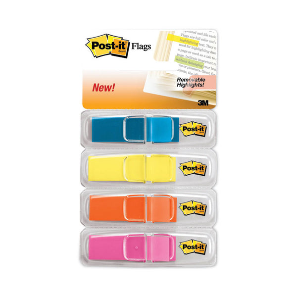Post-it® Flags Highlighting Page Flags, 4 Bright Colors, 0.5 x 1.75, 35/Color, 4 Dispensers/Pack (MMM6834ABX)