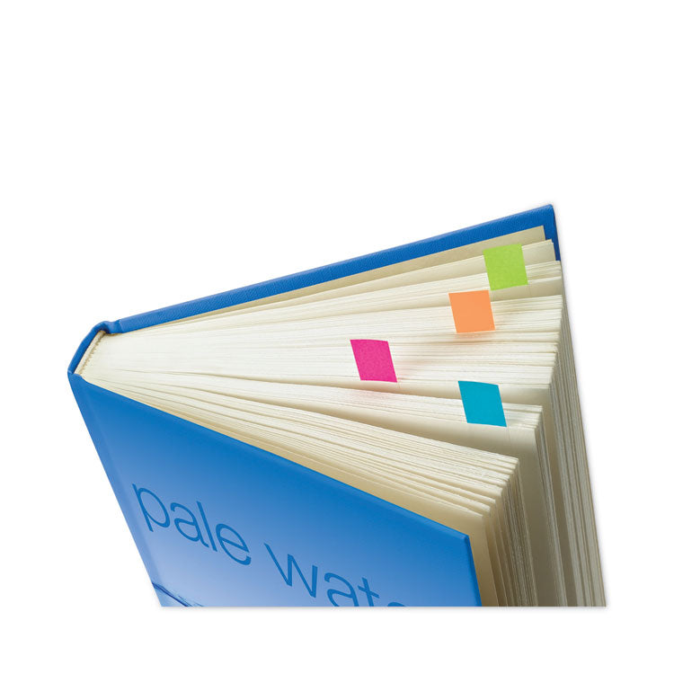 Post-it® Flags Small Page Flags in Dispensers, 0.5 x 1.75, Four Colors, 35/Color, 4 Dispensers/Pack (MMM6834AB) Pack of 140