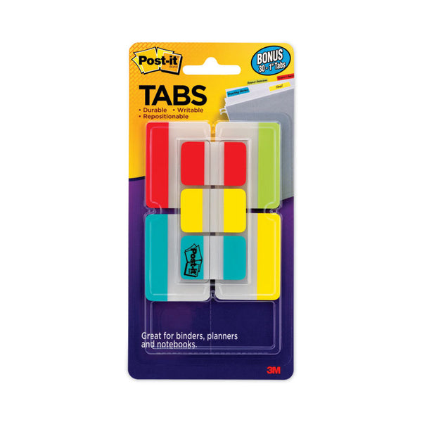 Post-it® Tabs Plain Solid Color Tabs Value Pack, (66) 1/5-Cut 1" Wide, (48) 1/3-Cut 2" Wide, Assorted Colors and Sizes, 114/Pack (MMM686VAD2) Pack of 114