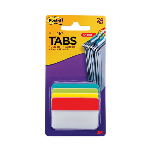 Post-it® Tabs 2" Plain Solid Color Angled Tabs, 1/5-Cut, Assorted Colors, 2" Wide, 24/Pack (MMM686AALYR) Pack of 24