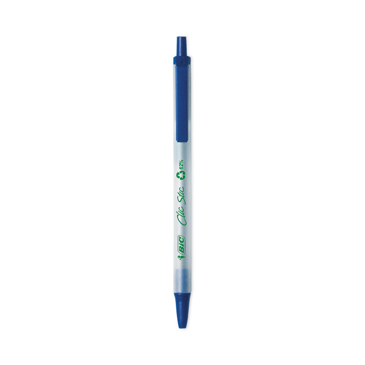 BIC® ReVolution Clic Stic Ballpoint Pen, Retractable, Medium 1 mm, Blue Ink, Translucent Frost/Blue Barrel, 48/Pack (BICCSEM48BE)