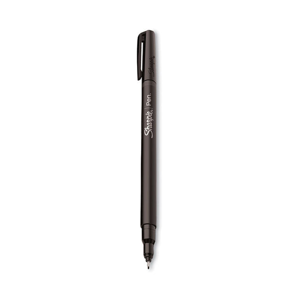 Sharpie® Water-Resistant Ink Porous Point Pen, Stick, Fine 0.4 mm, Black Ink, Black Barrel, 4/Pack (SAN1742661)