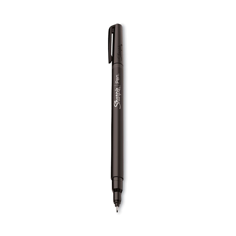 Sharpie® Water-Resistant Ink Porous Point Pen, Stick, Fine 0.4 mm, Black Ink, Black Barrel, Dozen (SAN1742663) 1 Dozen