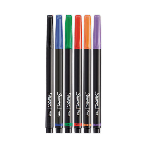 Sharpie® Water-Resistant Ink Porous Point Pen, Stick, Fine 0.4 mm, Assorted Ink and Barrel Colors, 6/Pack (SAN1976527)