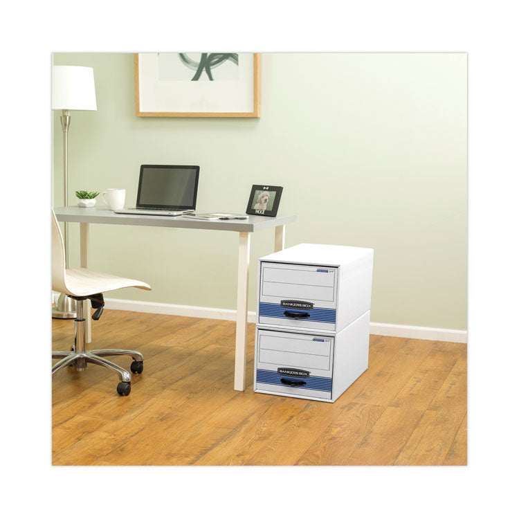 Bankers Box® STOR/DRAWER Basic Space-Savings Storage Drawers, Letter Files, 14" x 25.5" x 11.5", White/Blue, 6/Carton (FEL00721) Carton of 6